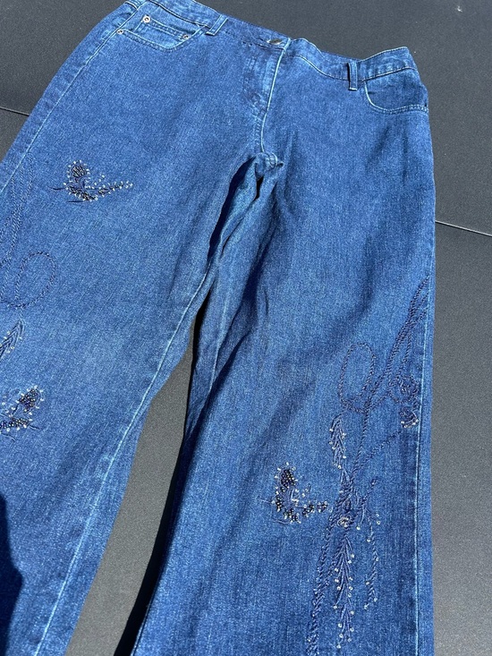 Conrad C Collection Denim - Women’s Blue Straight Leg Jeans with Bead Embellishment